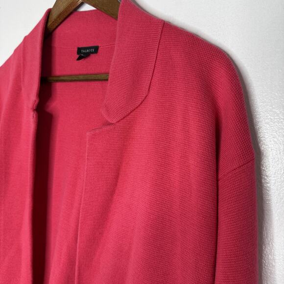Talbots Sweater Womens Large Pink Open Front Cardigan Lightweight Pockets Casual - Picture 2 of 8